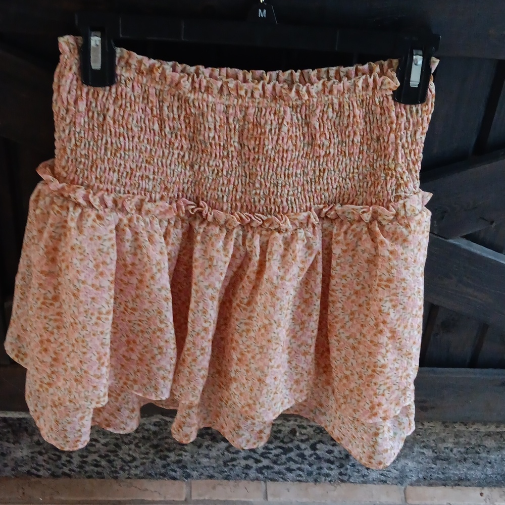 Floral Elastic Waist Skirt MED